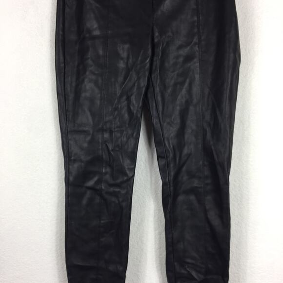 Zara Black Faux Leather High Waist Skinny Ankle Zip Leggings Small - Picture 8 of 14